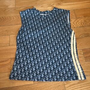 Vintage Dior trotter tank blue with cream stripes